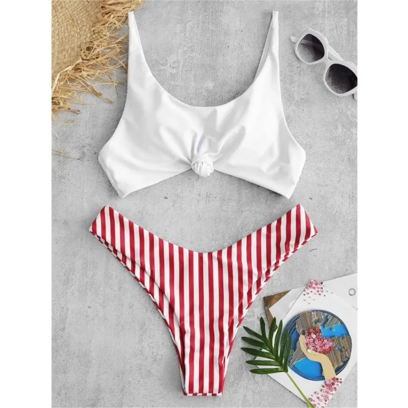 Maillot de bain à rayures pour femmes, ensemble deux pièces, sexy, plus riche, vêtement de plage, micro, string, 2024