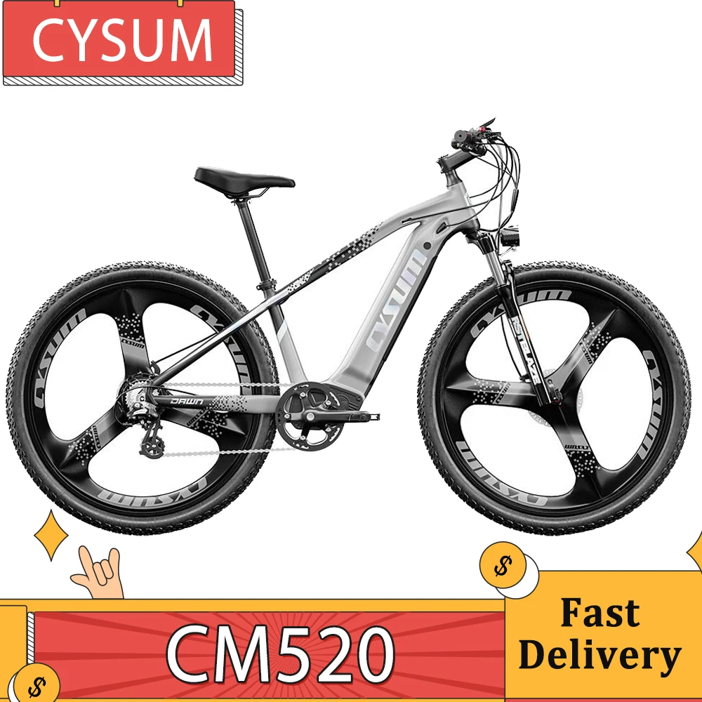 CYSUM CM520 Electric Mountain Bike 500W Brushless Motor 48V 14Ah Removable Battery 29*2.1 Inch Tire 35-40Km/h Max Speed Bicycle