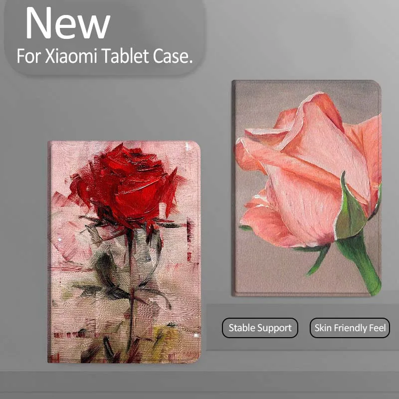 

Pink Rose Bud Painting Gift Tablet Case For Xiaomi Redmi Mini Pad SE K 2 4 5 6 7 8 2023 2025 11 8.8 11.2 10.1 Pro