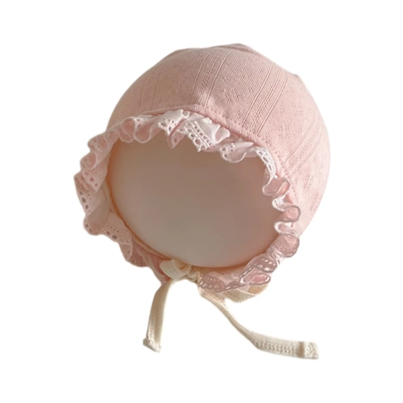 Elegant Lace Edged Baby Hat Easy to Fasten Baby Stylish Infant Hat with Lace