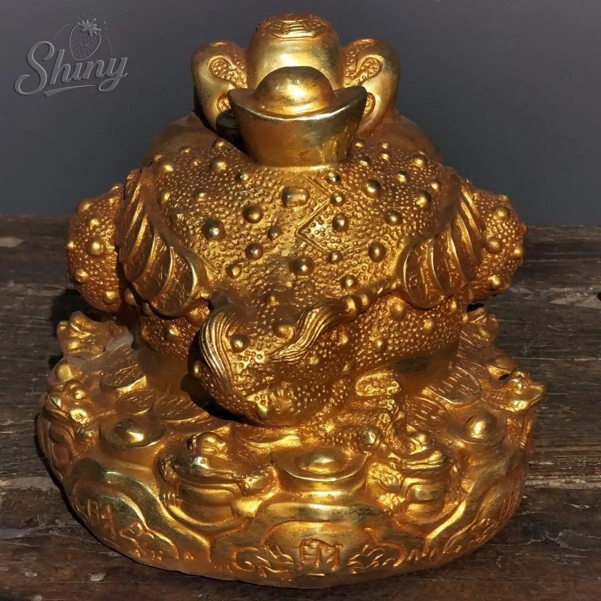 Antique Brass Money Frog Decoration Golden Chinese Feng Shui Wealth Lucky Money Frog Coin Toad Home & Office Desk Decoration