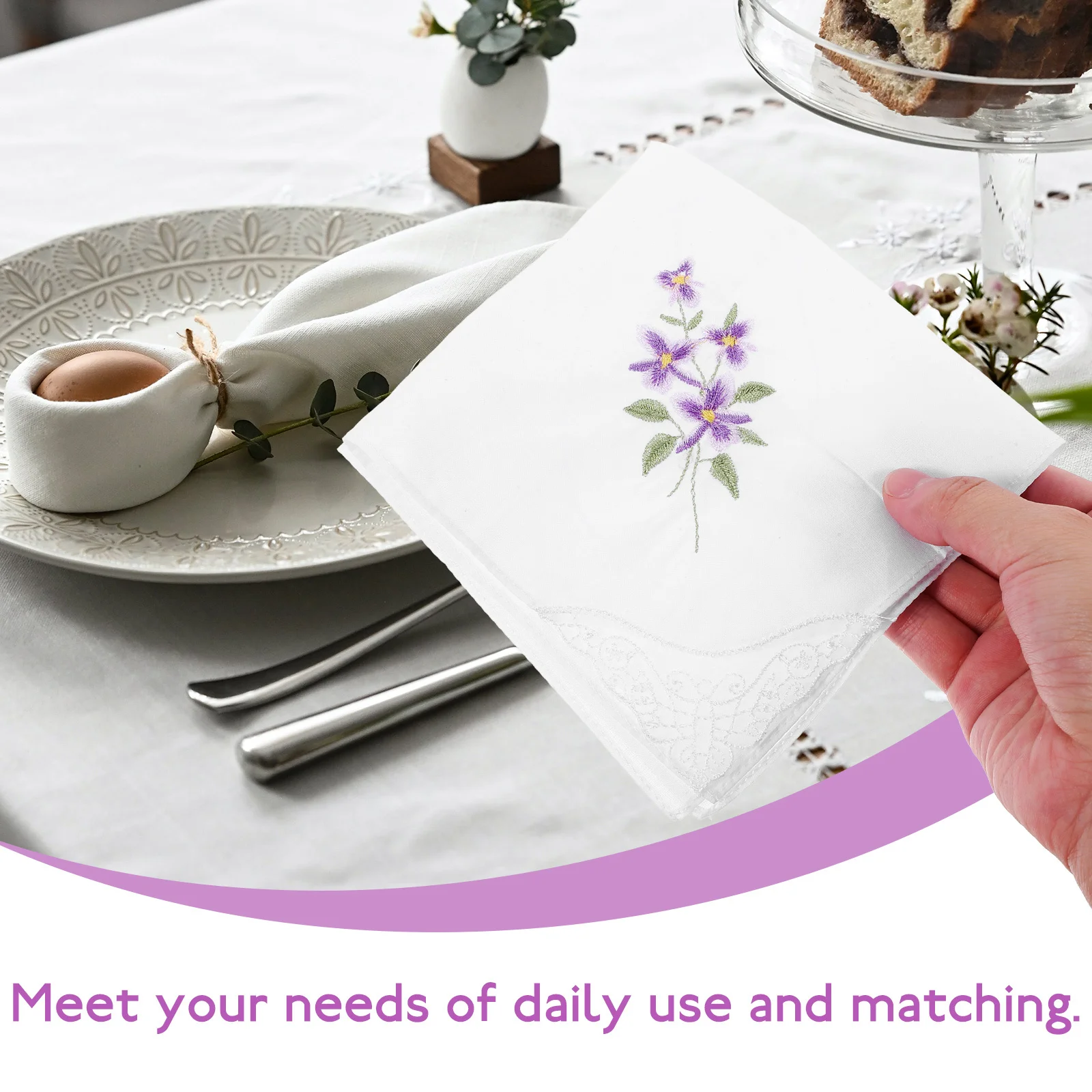 Cotton Handkerchief Embroidery Lace Floral Square for Wedding Prom Womens Handkerchiefs Lace Handkerchiefs for Women