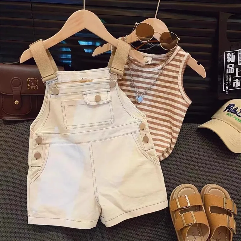 

Girls Clothing Sets Summer 2024 Children Cotton Vest Overall Shorts 2pcs Tracksuits For Baby Jumpsuits Suit Kids Outfits 5 6 7Y