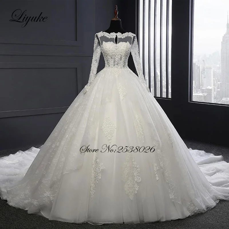 VEYUKE-Robe de Mariée Classique en Dentelle avec Corset, Manches Cape, Perles, pour Patients Princesse