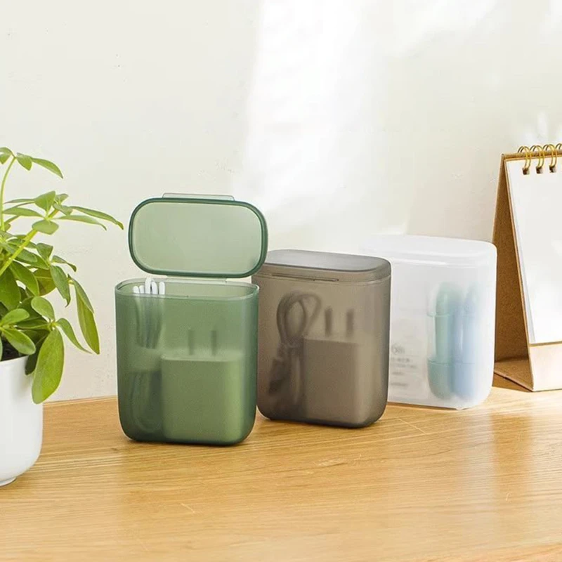 Desktop Data Cable Storage Box Dustproof With Cover Mobile Phone Charger Box Transparent Cable Wire Container Box In Office Home