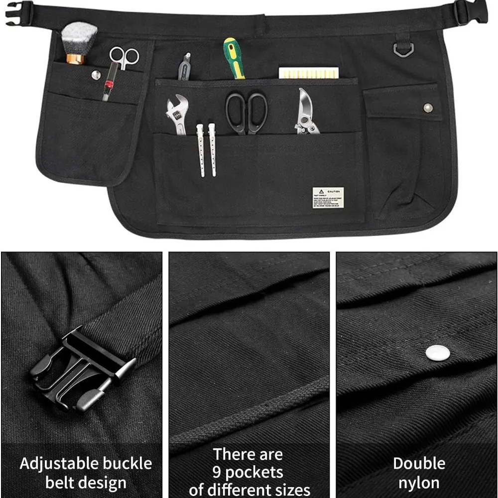 

Creative Multiple Pockets Half Waist Work Apron Adjustable Multi-function Garden Tool Belt Cleaning Organizer Tool Storage Apron