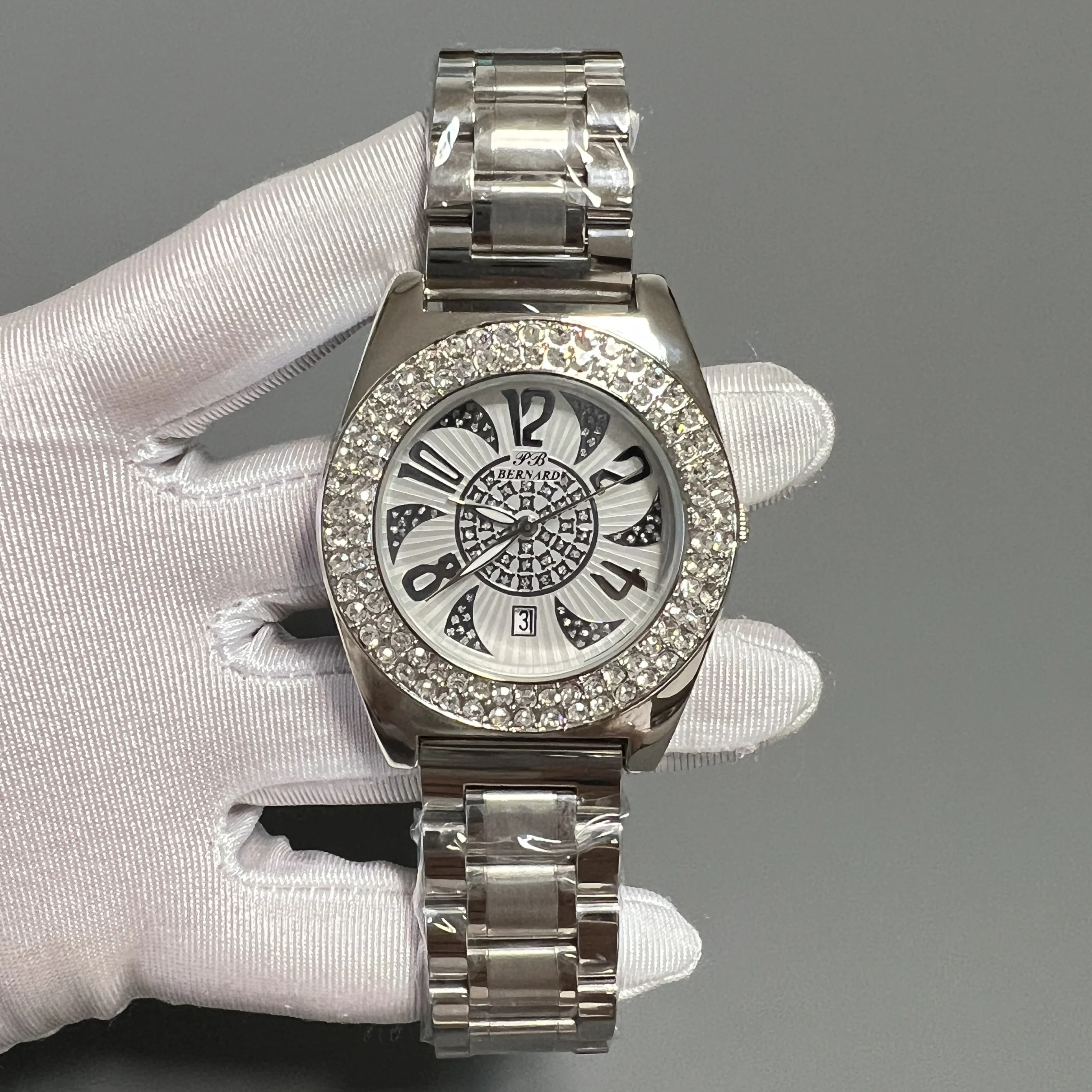 

Genuine brand fashion luxury diamond-encrusted fine steel belt waterproof men's and women's watches