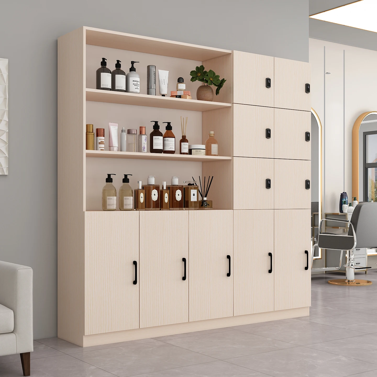 Storage integrated cabinet, nail salon, hair salon display case, changing clothes with lock bag