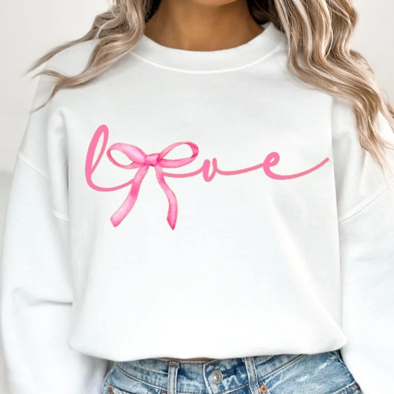 الحب التسامي عيد الحب Coquette القوس يوم تصاميم بسيطة Crewneck الحرارية هوديي الخريف والشتاء طويلة الأكمام البلوز