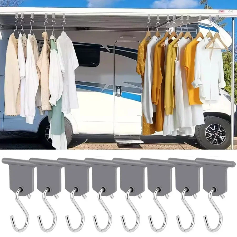 

8 шт. прочные крючки для тентов для автофургонов S-образные крючки для тентов для кемпинга, металлические вешалки для вечеринок, шапки, подвесные аксессуары для кемпера на открытом воздухе