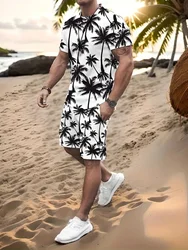 Hawaiian Coconut 3D Print Fashion Crew Neck Men's Suit Everyday Casual Short Sleeve And Shorts Harajuku Street Fashion Suit