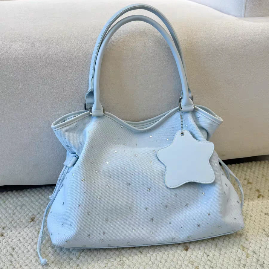 

Embroidered Leopard Print Tote Bag Single Shoulder Star Y2K Trendy Women's Handbag Casual Travel New Models from South Korea