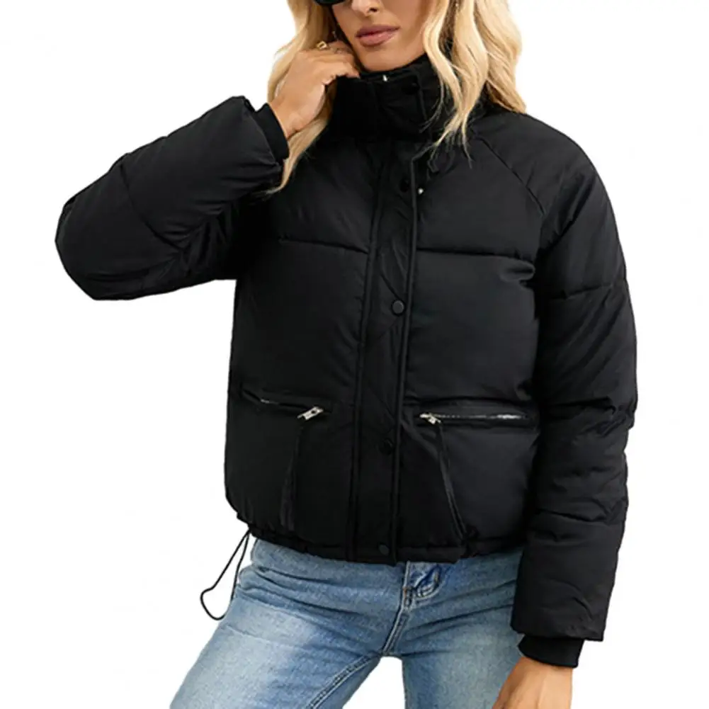 Women Casual Zipper Thick Outwear Coat Lapel Neck Soft Comfortable Polyester Fabric Classic Autumn Winter Jackets