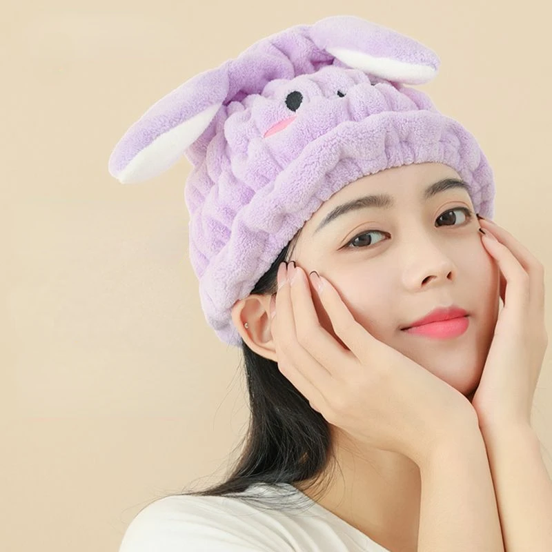 Bunny Quick-Drying Shower Cap Hair-Drying Cap Cartoon Female Super Absorbent Children's Hair Washing Towel Blow-Free