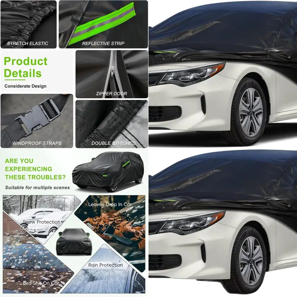 

All-Weather 7-Layer Waterproof Car Cover for Nissan Altima, Infiniti Q50, Kia Optima, Acura TLX (185-193 inches) - UV & Snow Pro