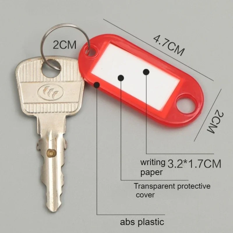 50pcs Colorful Plastic Tags Keychain ID Label Tags Luggage ID Tags Hotel Number Classification Card Key Rings Keychain