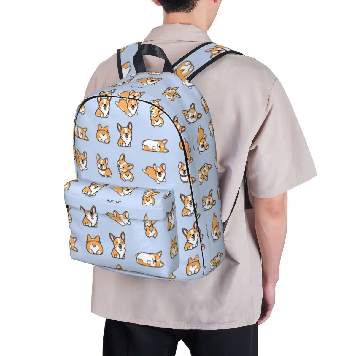 Kawaii Corgi Backpacks Large Capacity Student Book bag Shoulder Bag Travel Rucksack Casual Children School Bag