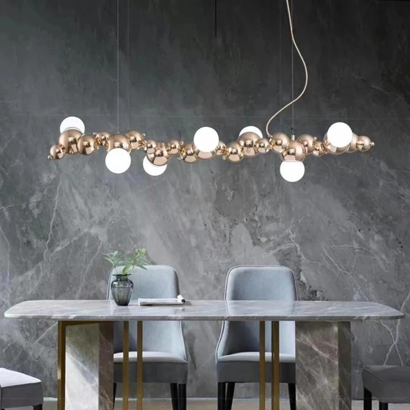 

New Nordic LED Chandelier Lighting Luxury Art Living Creative DNA Long Pendant Lamp Deco suspension Fixture