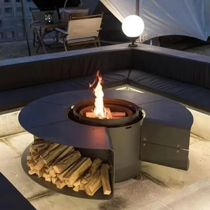 

Outdoor garden steel furniture sofa set with fire table