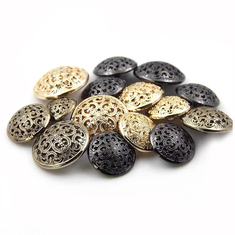 10pcs Retro Hollow Carved Golden Button Suit Coat Windbreaker Shirt Button Decorative Sewing Accessories