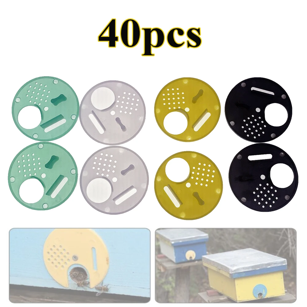 40PCS Round Hive Entrance Discs Rotate 4 Different Function Queen Excluder Vented For Moving Attch To Nucleus Nuc Hives Bee Tool