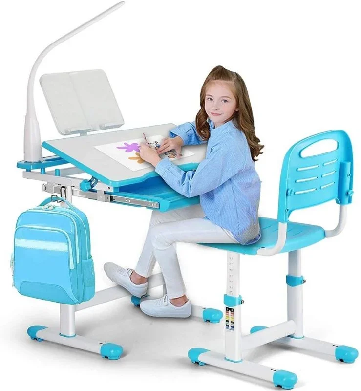 2026 Children Drawing Study Table Chair Set Pink Blue Home Use Student Chair Desk Kids Gym Primary School Desk & Chair Sets Chea