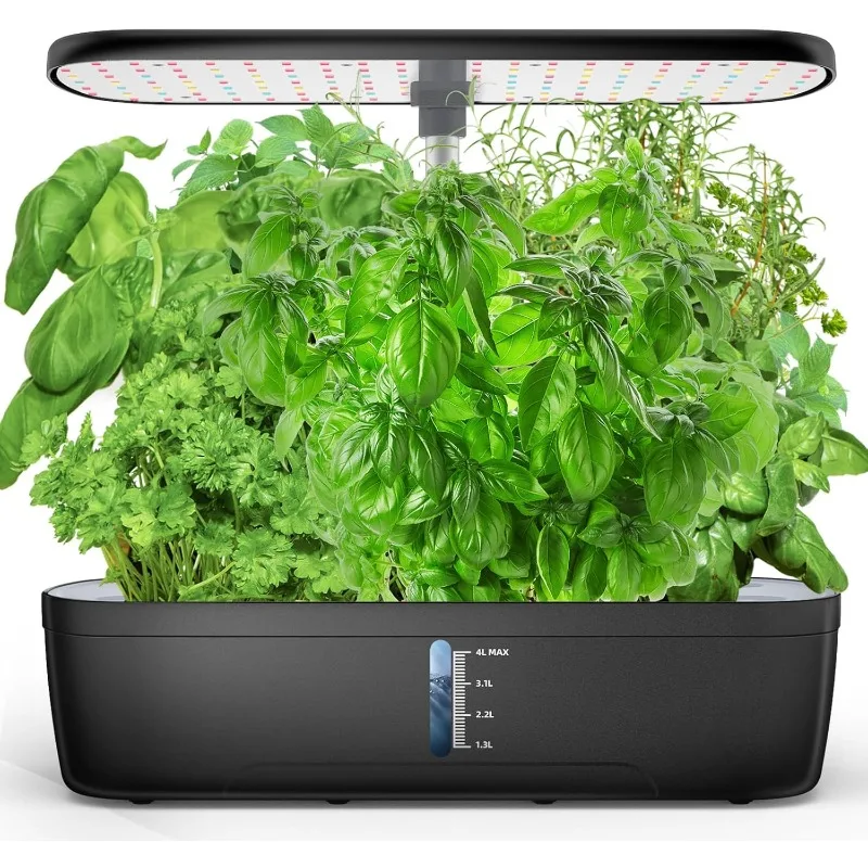 Indoor Garden Hydroponic System 12 Pod, LED Grow Lights, Adjustable Height Up to 10.8 Inches