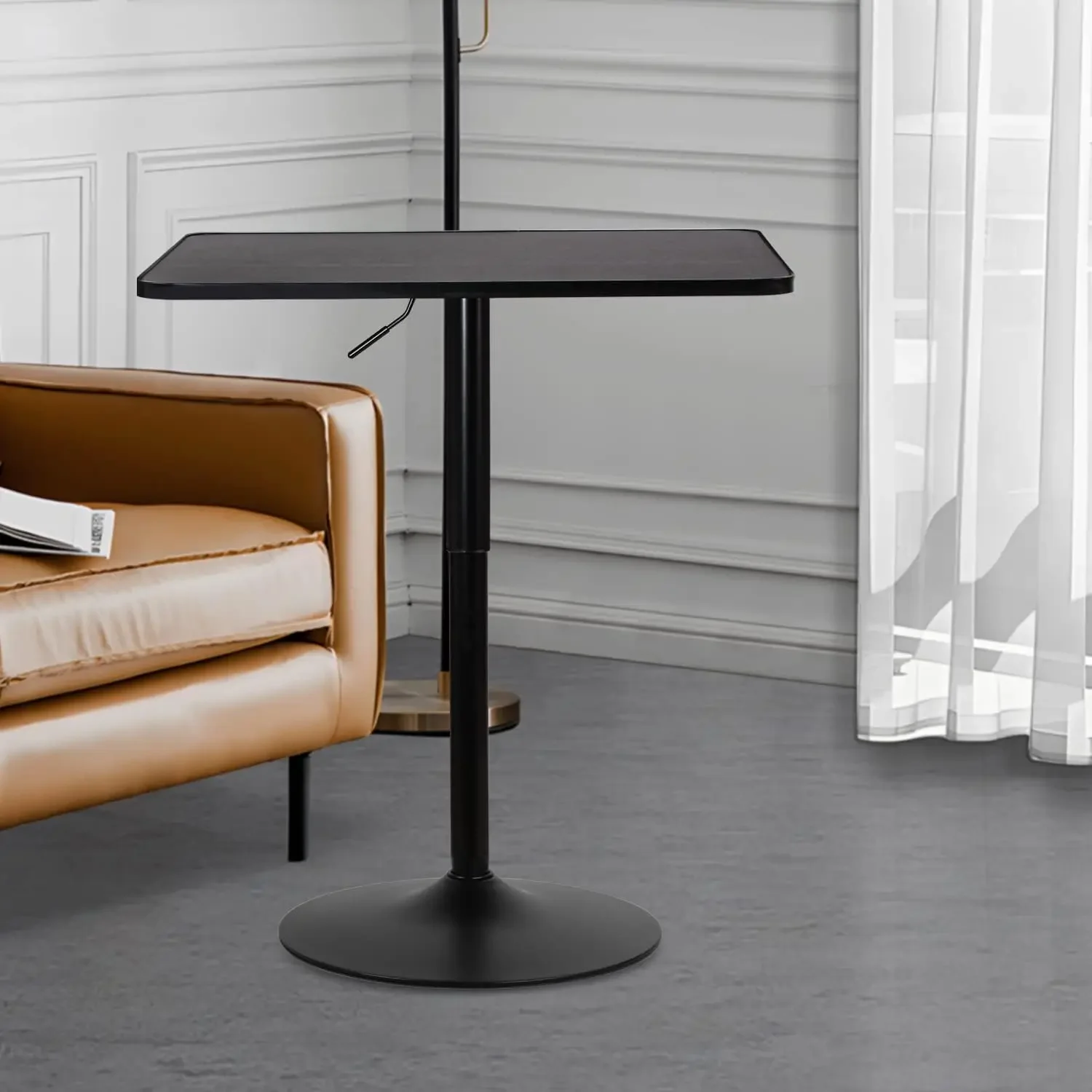 Bar Table Square Cocktail Table, 31.5 Inch Adjustable- Pub Table Sturdy Base Bistro Table for Dining Room Home Kitchen Patio Bis