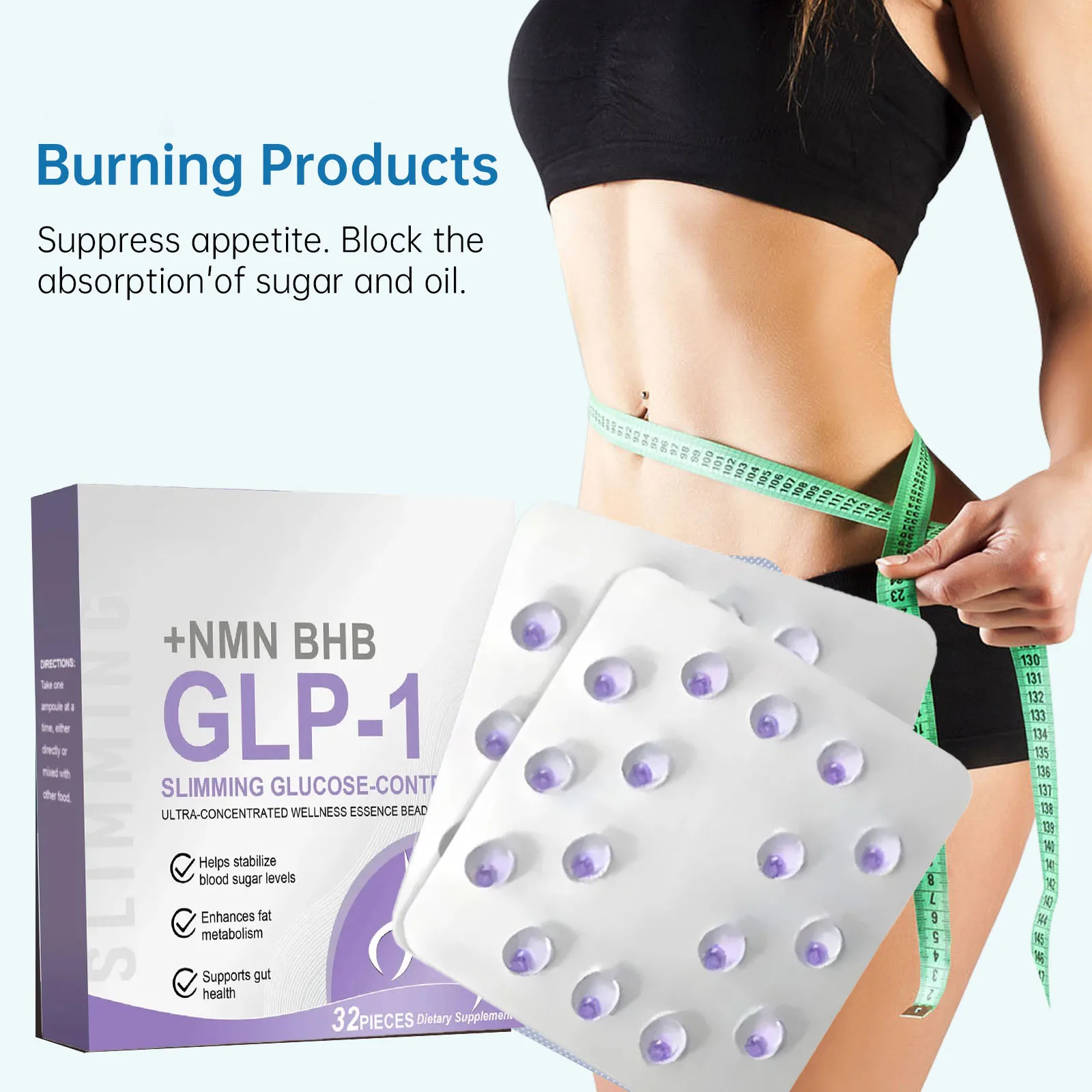 32 PCS GLP-1 Producto para bajar de peso GLP-1 y NAD+ para promover la digestión intestinal - Mujeres y hombres