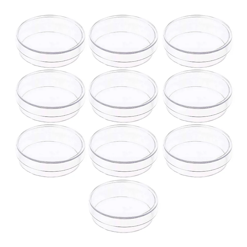 10pcs Petri Dish With Cover Clear Plastic Plates For Laboratory School Science Chemistry Research Life Cell Culture Dishes