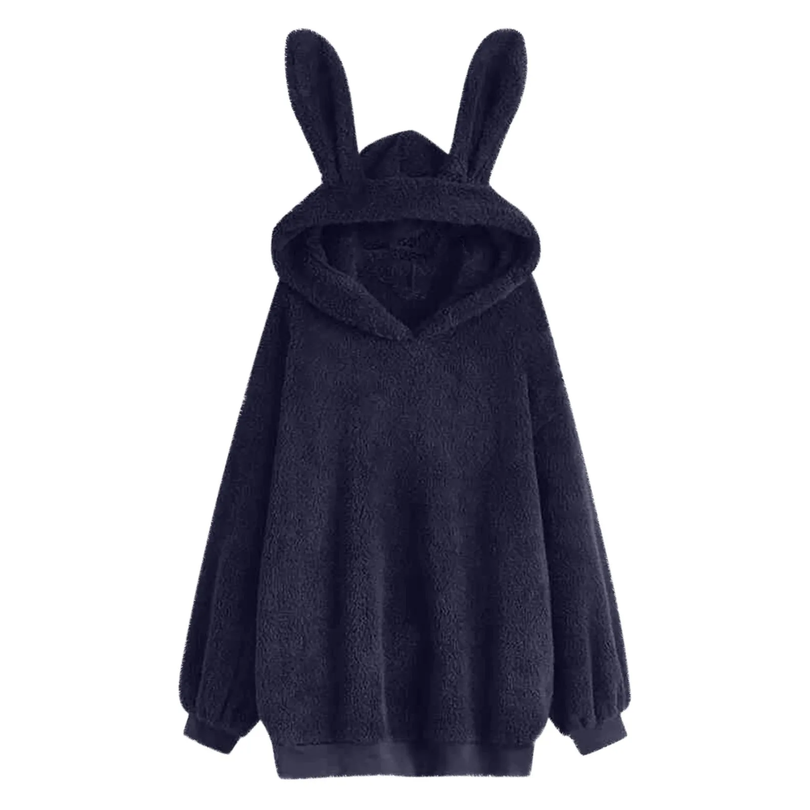 

Hoodie Rabbit Plush Blouse Women Long Sleeve Tops Sweatshirt Pullover Ladies Hooded Sweet Bunny Ears Style Street Outdoor Autumn