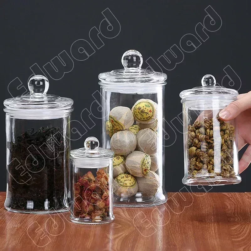 Transparent Jar Classic Style Glass Container Modern Glass Bottle Sealed Jar with Lid Tea Coffee Bean Covered Small Storage Jars