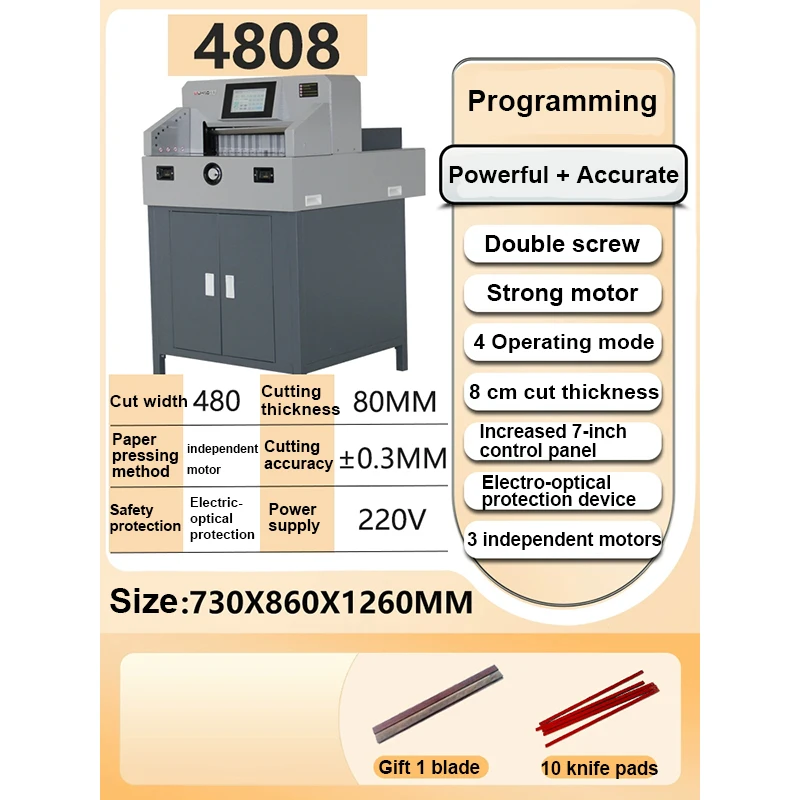 4808 Electric Fast Programmable Paper Cutter Graphic Tender Document Heavy-duty Paper Cutting Machine Touch screen paper cutter