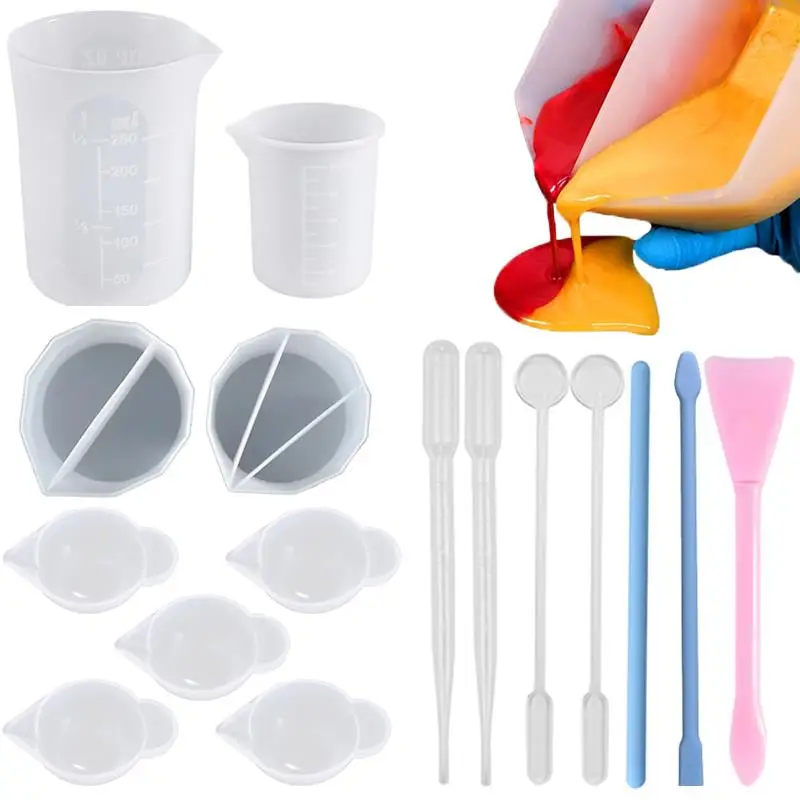 Silicone Stir Bar Mix Cup Mold Epoxy Resin Tools Reusable Mixing Measuring Cups DIY Jewelry Making Stick Handmade Accessories