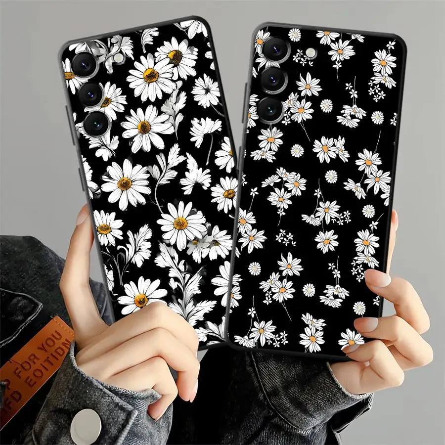 Case for Samsung Galaxy A23 A06 A53 A17 A57 A15 A37 A25 A16 A73 A55 A52 A36 Phone Cover A50 A13 A12 A70 A41 Monochrome Daisy