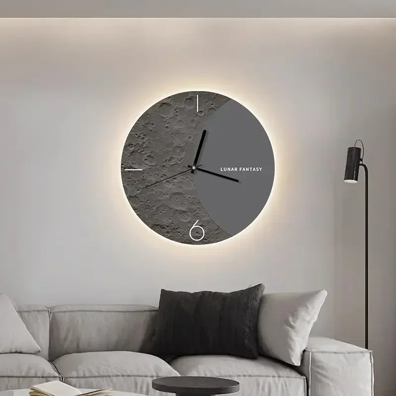 30CM/40CM Nordic Wind Living Room Wall Clock Modern Simple High Sense Dining Room Wall Light Painting Silent No Punch Clock