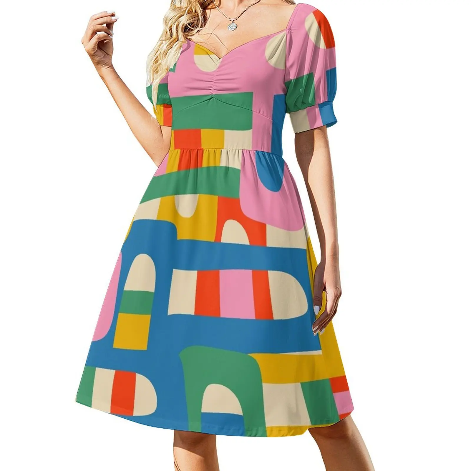 

Bo Kaap Colorful Abstract Pattern Short-Sleeved Dress luxury evening dresses for women 2025 Aesthetic clothing