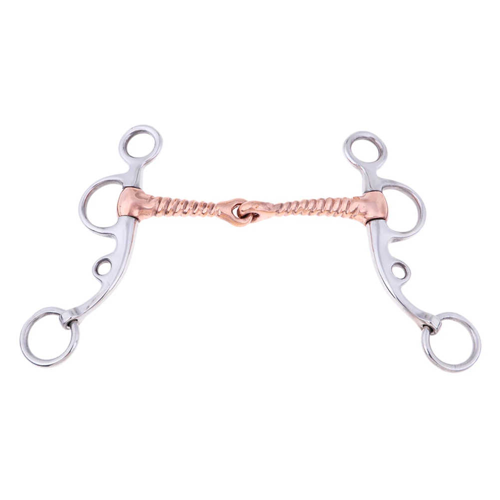 Durable Horse Snaffle Copper Winding Stiff-Bit Copper Wire Wrapped Mouth Stainless Copper Roller Bit For Horse Tack Horse Bits