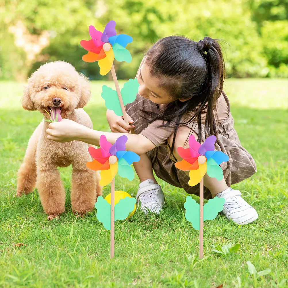 

6pcs Colorful Small Pinwheel Decor Garden Windmill Ornaments Rainbow For Kids Outdoor Party Lawn Decorative Scene