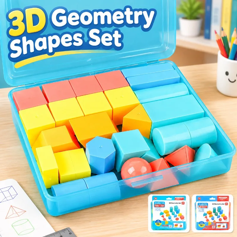 Complete 3D Geometry Shape Set Solid Geometric Model Apparatus for Primary School Pupils Spatial‑Figure Cognition Tool Visual