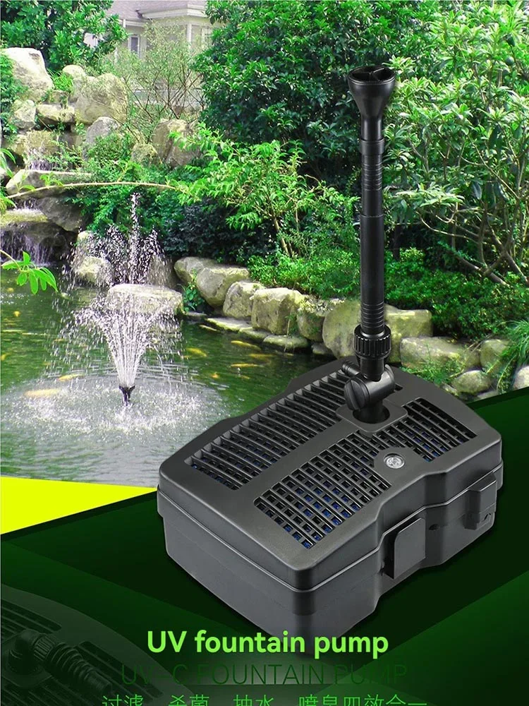 Multifunction UV Fountain Pump IPX8 Waterproof 220-240V Filter Pump for Aquarium Pond Fountain