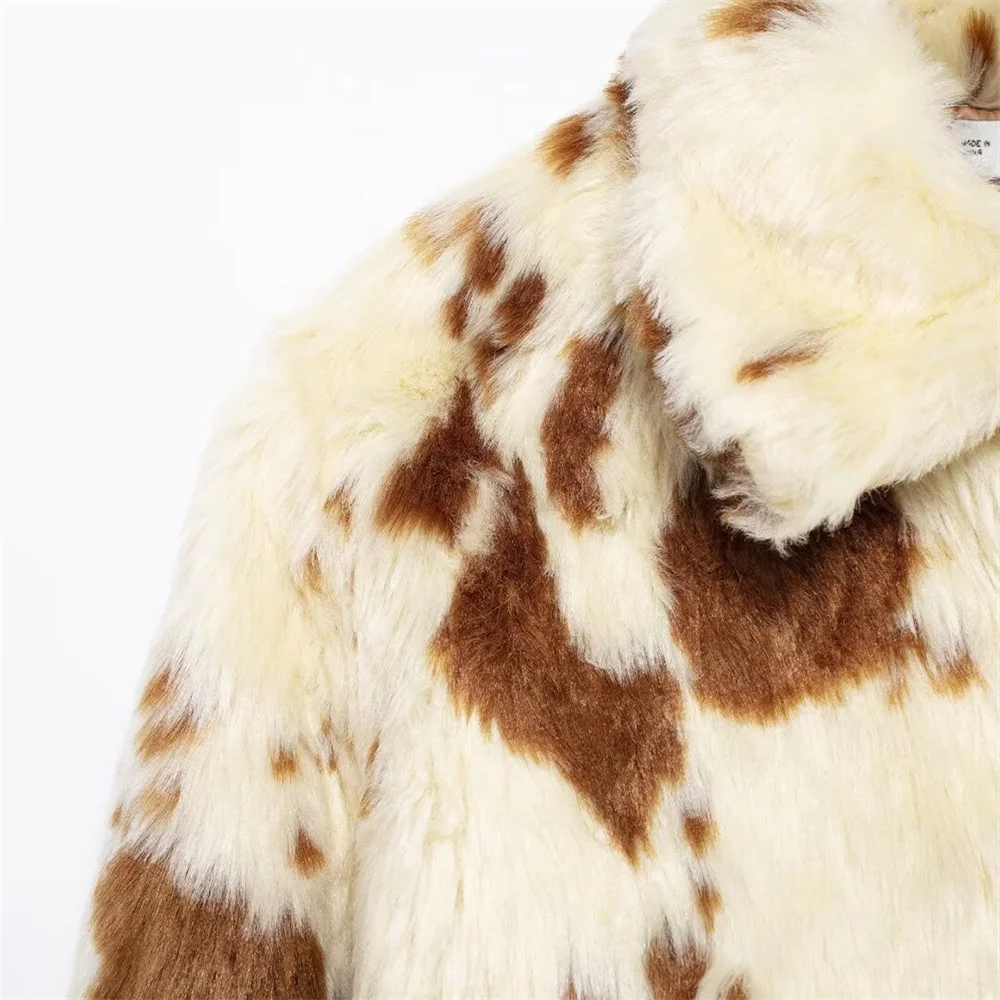 2024 RARF autumn new European and American style animal print fashionable niche faux fur effect jacket jacket