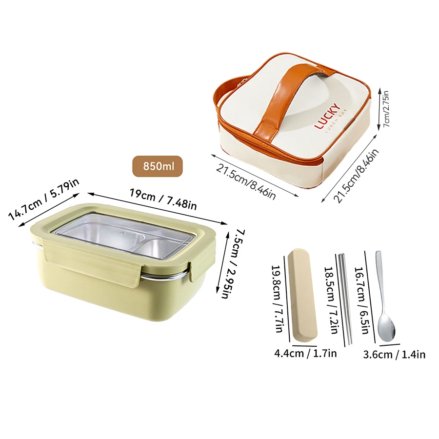 Magnetron 304 roestvrijstalen compartiment Lunchbox Stapelbaar Lekvrij Student Bento Box Voedselcontainer voor koud en warm voedsel