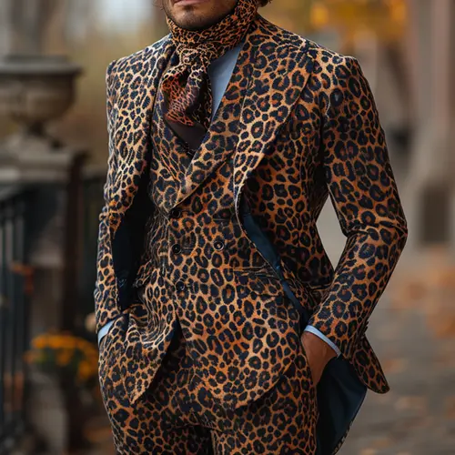 Casual Long Sleeve Animal Jacket & Pant Two-piece Men's Classic Leopard Color Print Suit Carnival Ball Suits Party Customized - Image 12