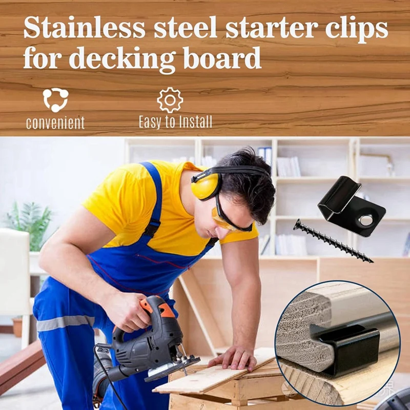 Stainless Steel Start Clips Deck Clips Universal Decking Clips With Decking Screws For Composite Deck Boards 80 Pack