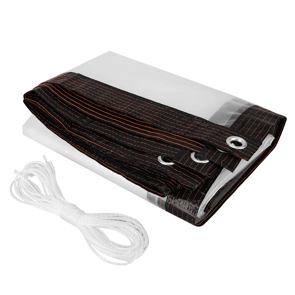 

Waterproof Transparent Tarpaulin PE Tarps with Grommets Against Rain Cover Cloth 6.5x9.8 FT Ground Sheet Mesh for Winter Outdoor