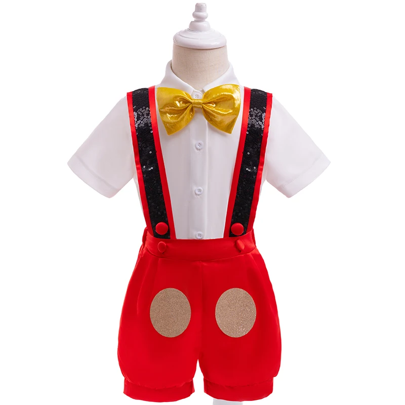 Baby Clothes Mickey Cosplay Costume New Year Costumes Kids Girl Boy Backband Pants Set Stage Performance Christmas Dress 3PCS