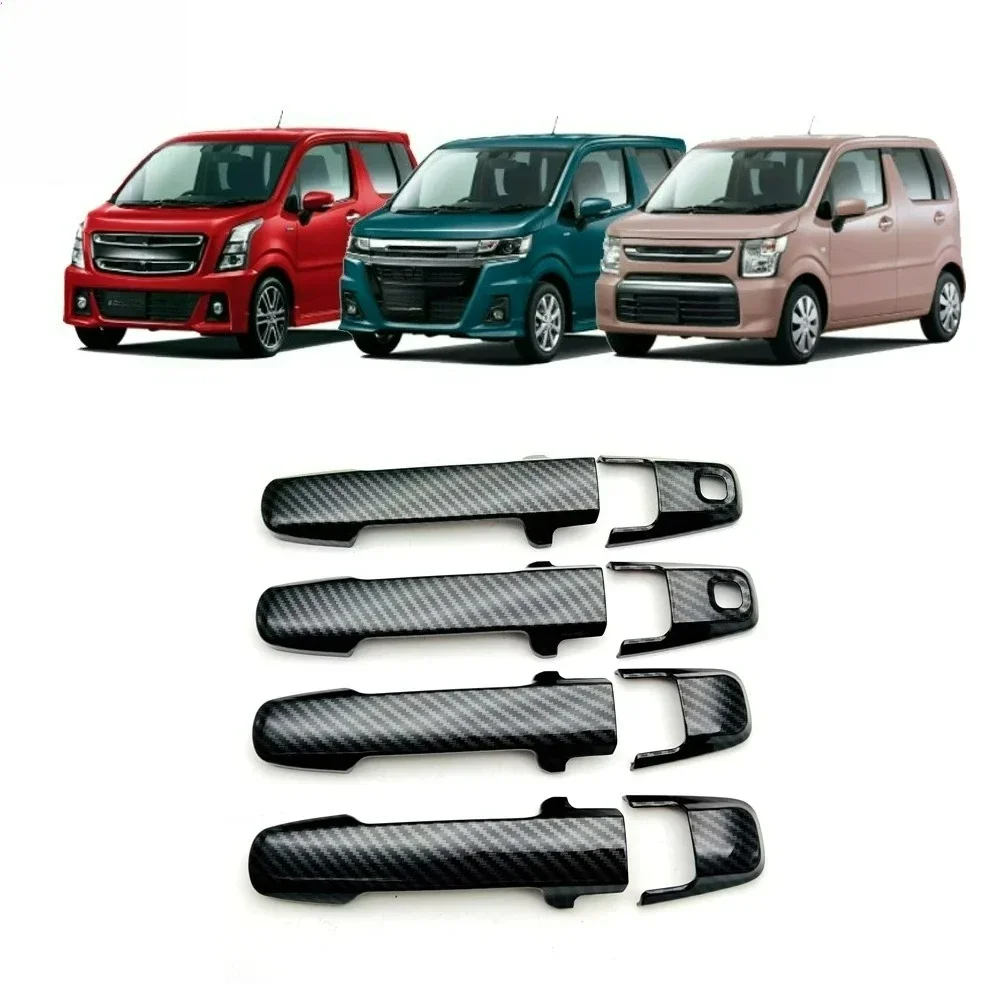 For Suzuki Wagon R MH55S/MH85S/MH95S 2020-2022 Car Carbon Fiber Door Handle Cover Trim Decorator Sticker Exterior Accessories
