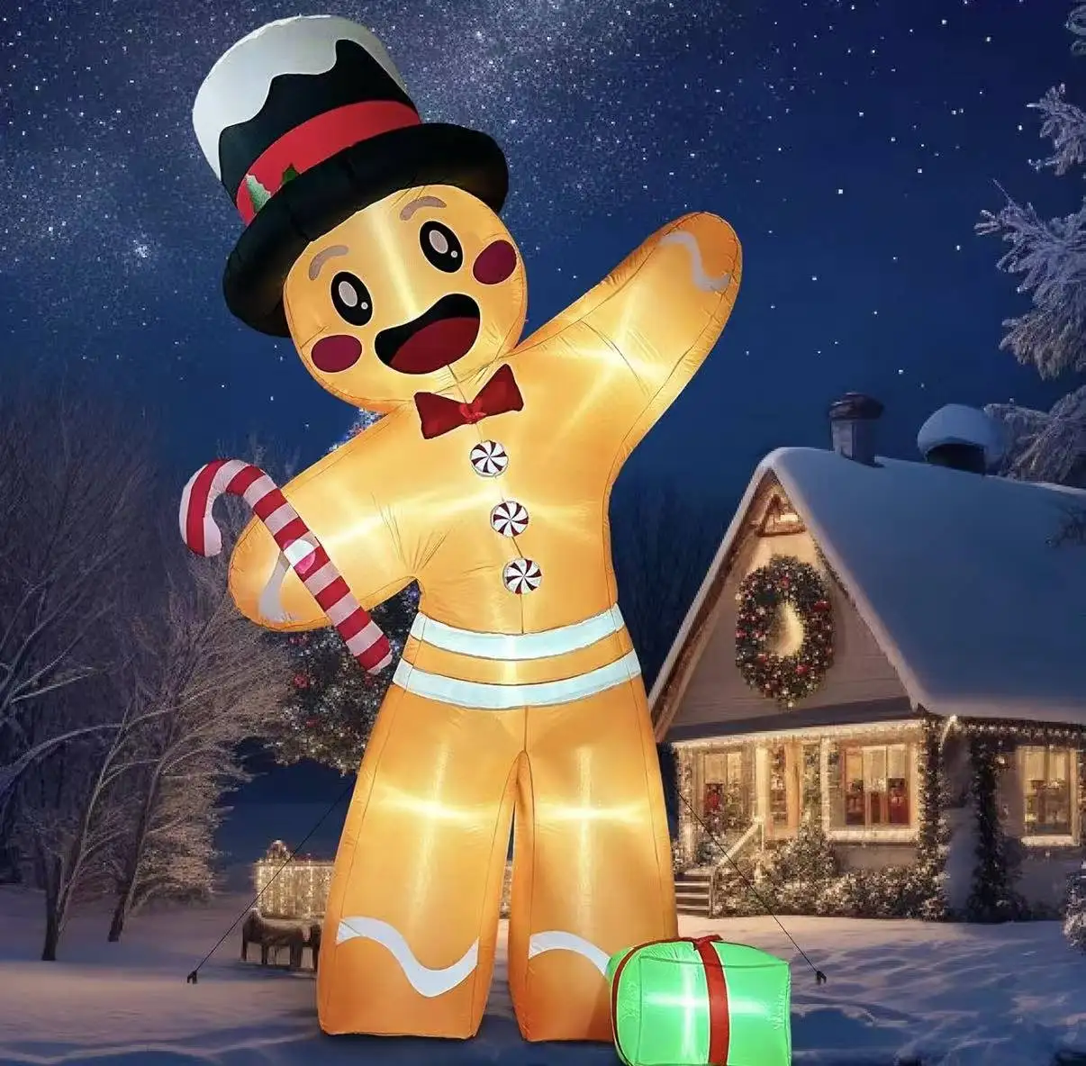 Factory Sale Inflatable Christmas Ginger Doll Inflatable Santa Claus Models Custom Inflatable air Xmas Character  Attraction