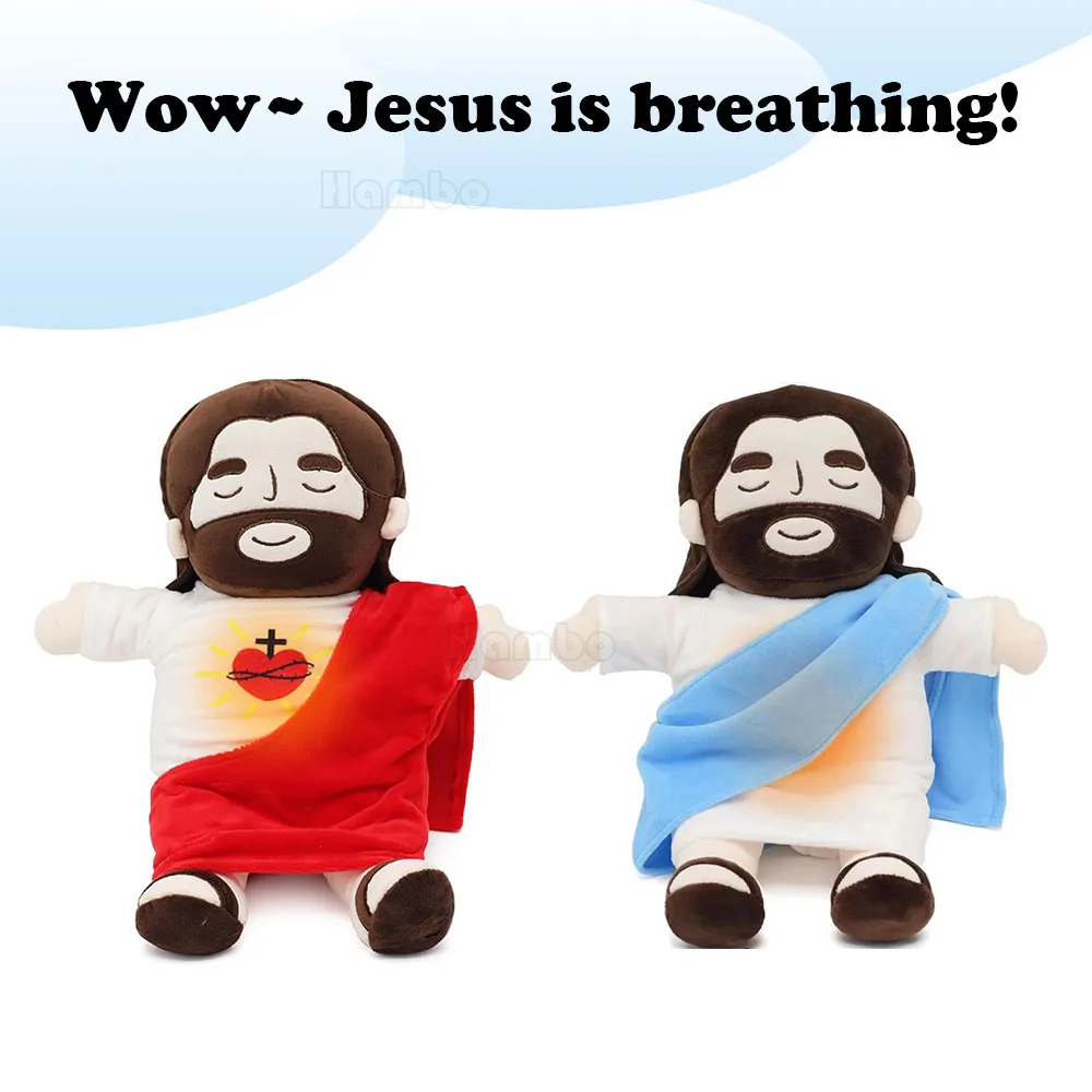 Breathing Jesus Plush Toy for Kids/Friends Soothing Jesus Plushies Stuffed Doll Church Sunday School Religious Christmas Gifts